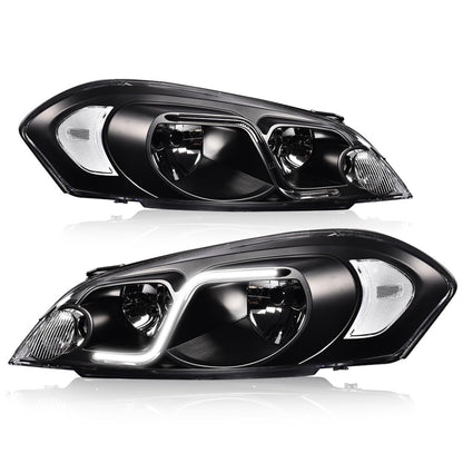 G-PLUS LED Headlights Assembly Fit Chevy Monte Carlo 2006 2007/Chevy Impala 2006-2013/Chevy Impala Limited 2014-2016 DRL Corner Headlamps Clear Lens Black Housing Clear Reflector,faros delanteros