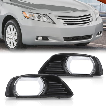 G-PLUS Black Front Bumper Fog Lights Covers Trim 2Pcs Compatible with Toyota Camry XLE 2007 2008 2009 5212706040, 5212806040, TO2598101, TO2599101 Fog Lamp Accessories Black