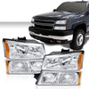 G-PLUS Headlights Assembly Compatible with Chevy Avalanche/Silverado 1500 2500 HD 3500 2003-2006,Clear Lens Chrome Housing Amber ReflectorBumper Headlamps,faros delanteros