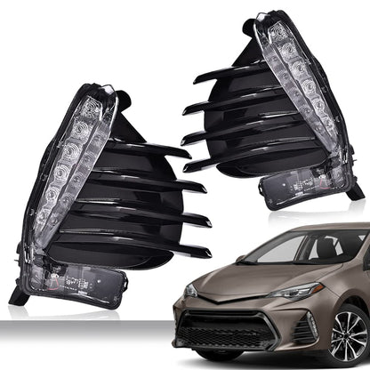 G-PLUS LED Fog Lights Compatible with Toyota Corolla Sedan SE XSE 2017 2018 2019 w/Wiring & Bulbs Clear lens Driver & Passenger Side LED Fog Lamps 8144002030 8143002030 TO2562103 TO2563103