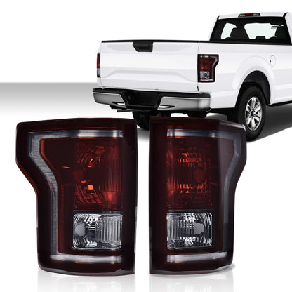G-PLUS Rear Tail Lights Compatible with Ford F150 2015 2016 2017 Taillamps Brakelights w/bulb Luces Traseras Smoke lens FO2800239C FO2801239C Left and Right Side Rear Brake Lamps Assembly