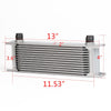 G-PLUS 13 Row AN10 Universal Aluminum Engine Transmission Oil Cooler Kit + Oil Filter Relocation Adapter Kit 10AN English Style Silver