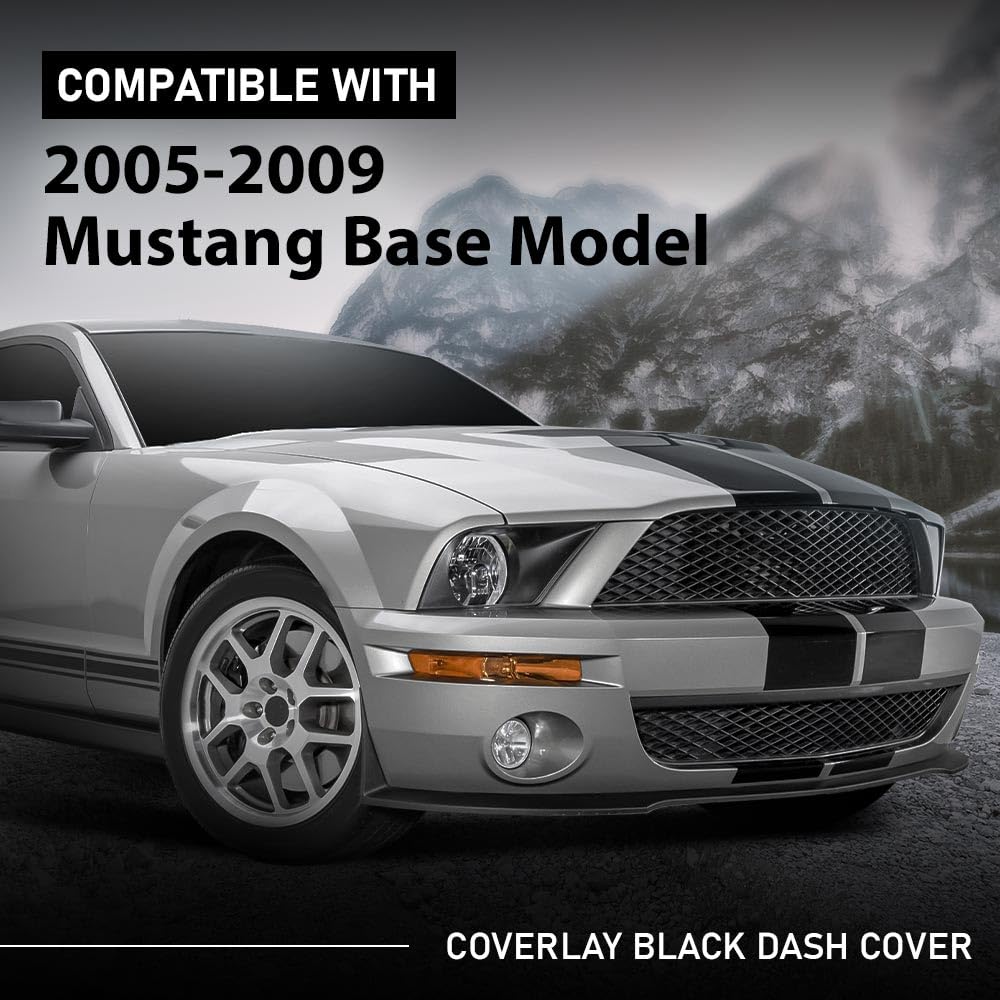 G-PLUS Dash Cover Compatible with Ford Mustang Base Model 2005-2009 12-509LL-BLK Black
