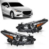 G-PLUS Projector Headlights Assembly Compatible with Mazda 3 2017-2018 4-Door Sedan & Hatchback,Bumper Headlamps,faros delanteros Clear Lens Black Housing Amber Reflector Left & Right