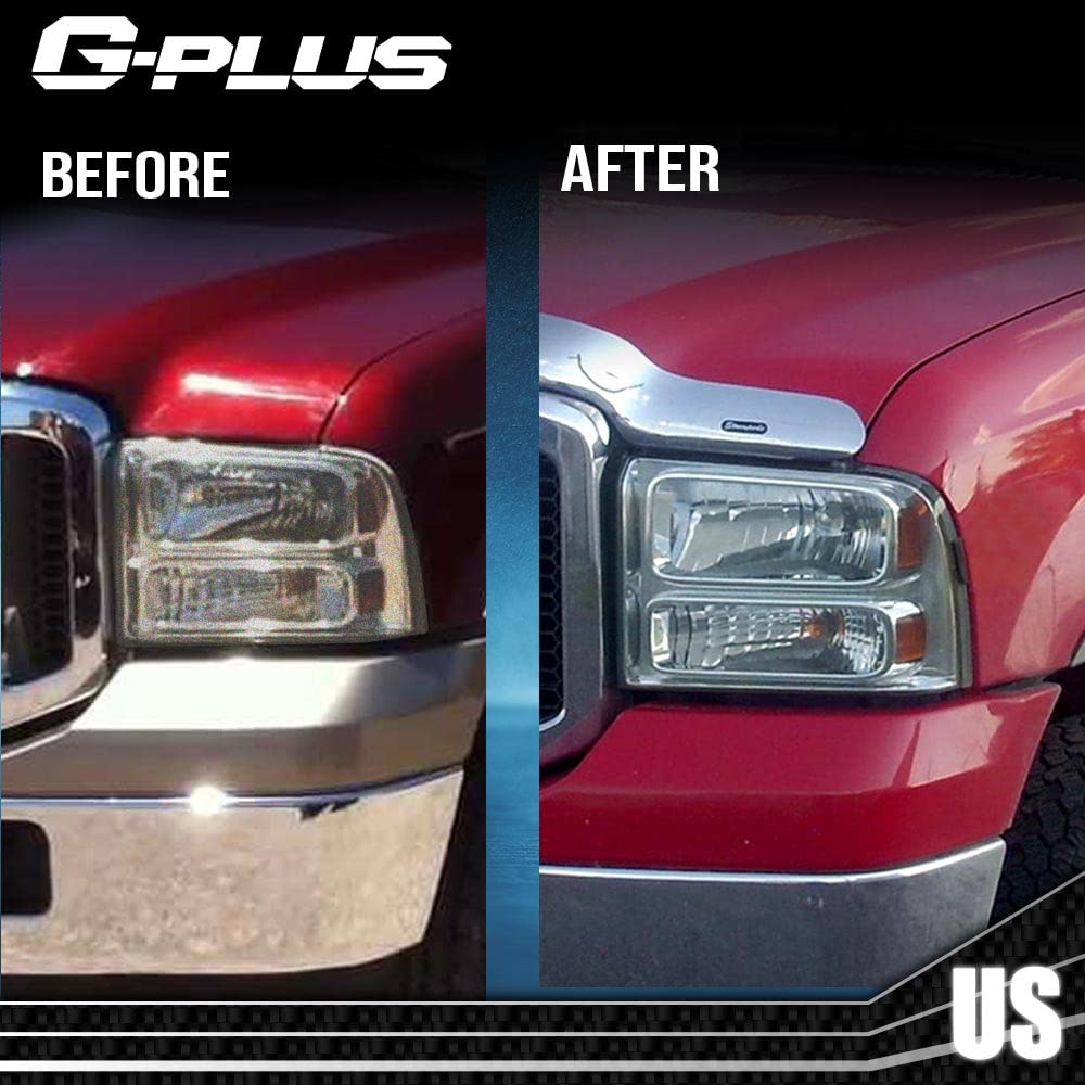 G-PLUS Front Headlight Lens Cover Compatible with 05-07 Ford F250 F350 F450 F550, Left & Right Side (Smoky Lens)