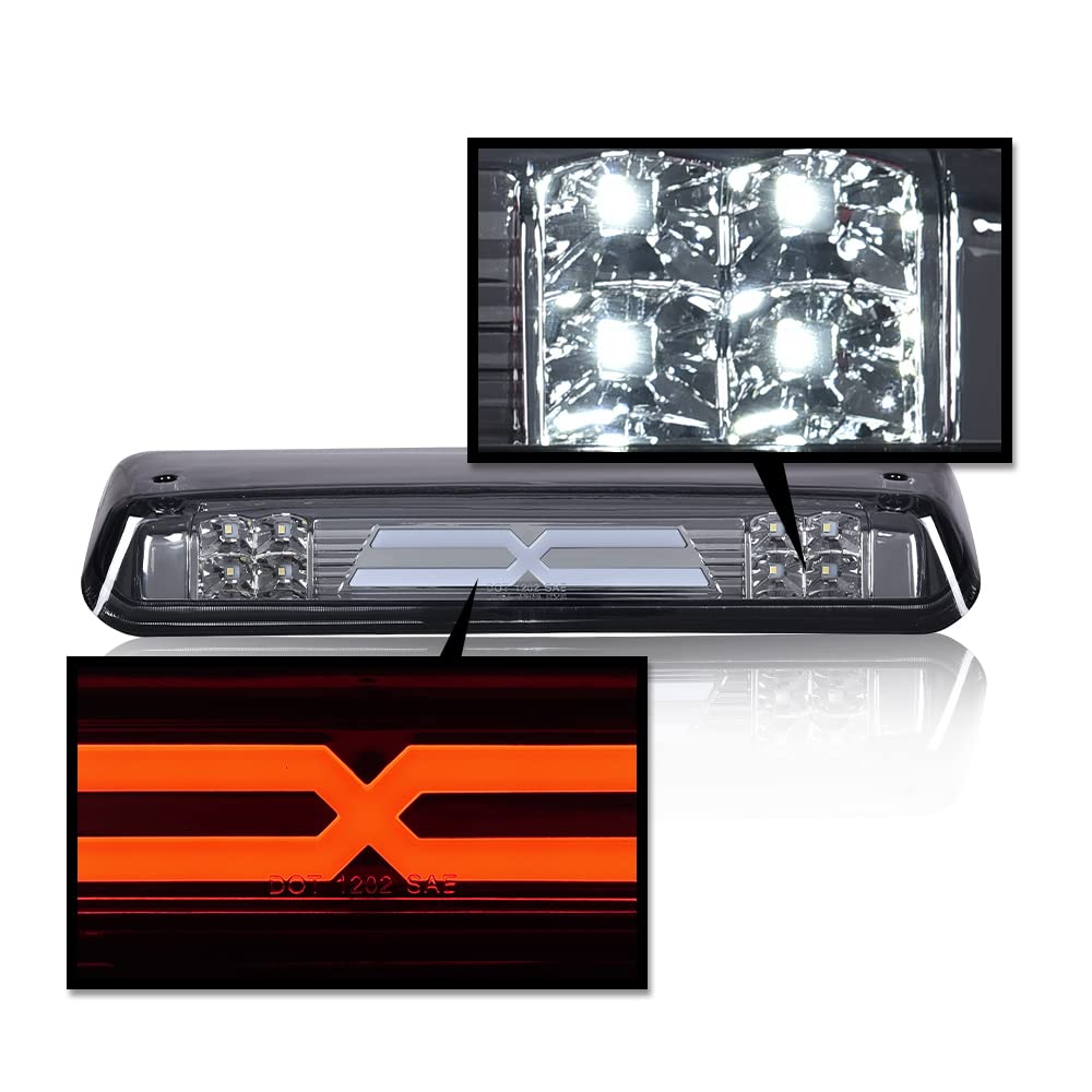 G-PLUS Rear LED 3rd Brake Lights Assembly Compatible with 2004-2008 Ford F150/Lobo Tail Brake Cargo Lamp Clear Lens Chrome Bottoms