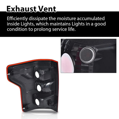 G-PLUS Rear Tail Light Compatible with 2018 2019 2020 Ford F150,Left Driver Tail Lamp W/o Bulbs & Wiring Harness,Red Lens Chrome Housing Luces Traseras JL3Z13404H, FO2801265 Rear Brake Lamps Assembly