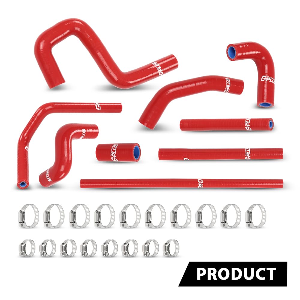 G-PLUS Silicone Heater Hose Kit Compatible with Toyota 4Runner 3.4L 1996-2002 W/Rear Heater Red