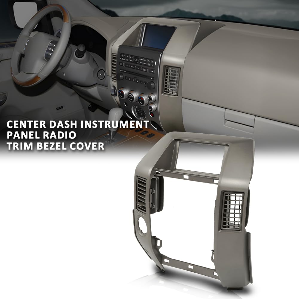 G-PLUS Front Center Dash Radio Vent Bezel Trim Compatible with Infiniti QX56 2004-2007 Grey