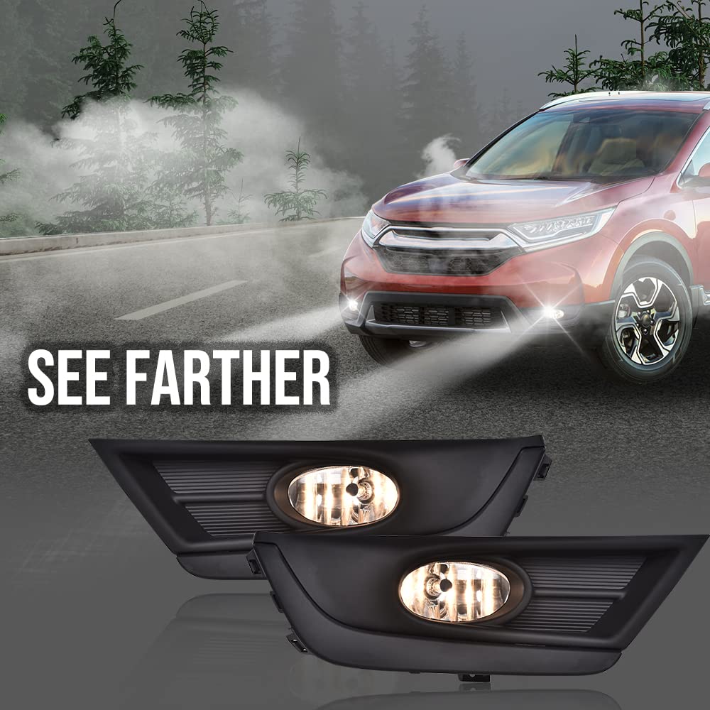 G-PLUS Front Bumper Driving Fog Lamp Compatible with 2017-2018 CR-V models only Fog Light Assembly Left Driver Right Passenger Side HO2592141 HO2593141