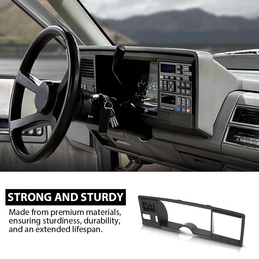 G-PLUS Speedometer Dash Bezel Tirm Panel Compatible with Chevy Silverado GMC Sierra Truck 1988 1989 1990 1991 1992 1993 1994 (Black ABS Plastic)