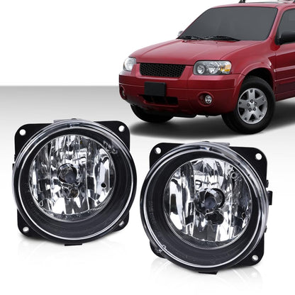 Fog Lights Clear Lens Front Driving Light Assembly Compatible with Ford Mustang Cobra 03-04/Focus(SVT Models Only) 02-04/Escape 05-07 for Lincoln LS 2002