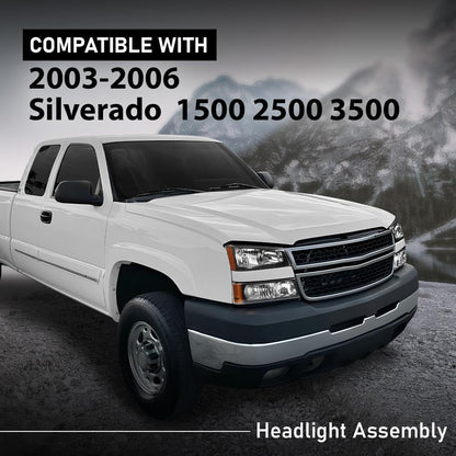 G-PLUS Headlight Assembly Compatible with Chevy Avalanche/SIlverado 1500 2500 HD 3500 2003-2006/Fit Chevy SIlverado 1500 2500 3500 Classic 2007 Left Right