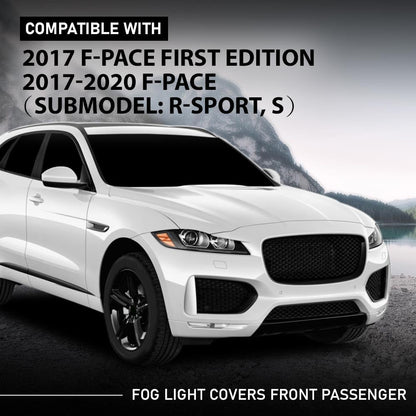 G-PLUS Fog Light Covers Front Passenger Right Side Compatible with Jaguar F-Pace First Edition 2017,Fit Jaguar F-Pace (submodel: R-Sport, S) 2017-2020,Fit for Models with Open Side Mesh