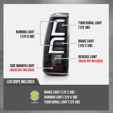 G-PLUS LED Tail Light Assembly for Chevy Silverado GMC 1999-2002 Side View