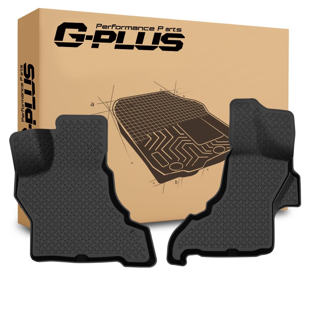 G-PLUS TPE Floor Mats Fit Ford E150 E250 E350 Econoline & Econoline Club Wagon 1997-2005 1st Row Truck Accessories Cargo Liners All Weather Protection 2PCS Black Alfombras para Carro
