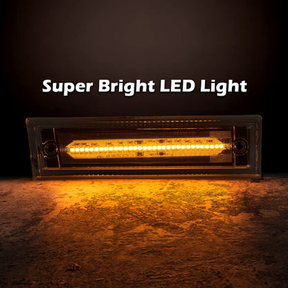 G-PLUS Lens Amber LED Front Side Marker Light White Compatible with 81-91 Chevy C10 C20 C30 GMC GM2550115, GM2551107