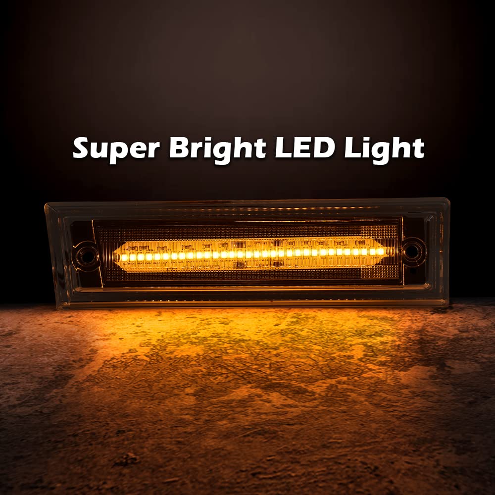 G-PLUS Amber LED Marker Light Compatible with Chevy C10 C20 C30 GMC 1981-1991 GM2550115, GM2551107 Clear Lens Front Side Marker Lamp