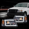 G-PLUS LED DRL Headlights Assembly, Fit Ford F150 2004-2008/Lincoln Mark Lt 2006-2008(NOT Fit 2004 F150 Heritage/Flareside Beds), Smoky Lens Chrome Housing Amber Reflector Headlamps faros delanteros