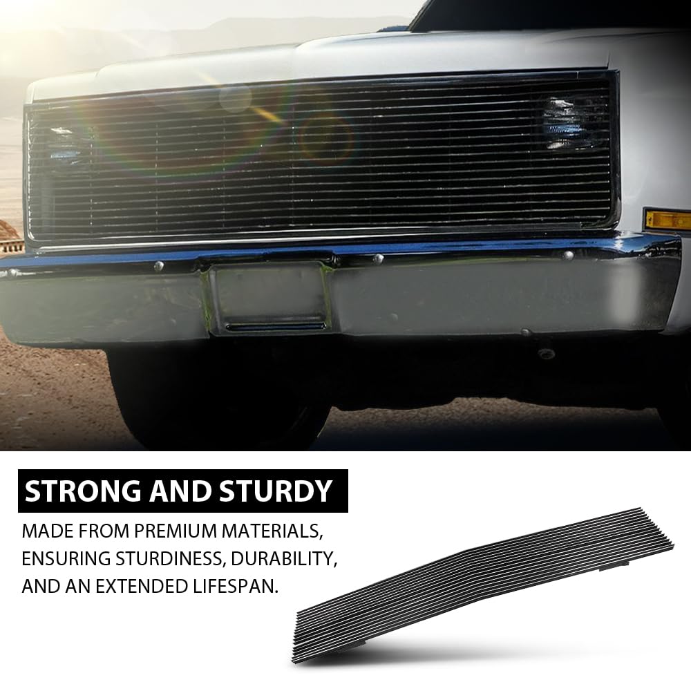 G-PLUS Chrome Billet Grille Compatible with Chevy GMC C/K Pickup Suburban Blazer Jimmy 1981-1988 Main Upper Stainless Steel Front Grill Insert (Phantom Style w/Stacked Lights)