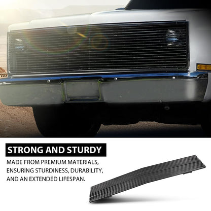 G-PLUS Chrome Billet Grille Compatible with Chevy GMC C/K Pickup Suburban Blazer Jimmy 1981-1988 Main Upper Stainless Steel Front Grill Insert (Phantom Style w/Stacked Lights)