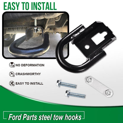 G-PLUS Tow Hook Parts Set Compatible with 2009-2021 F150 with Hardware Front Kit Pair (Black)