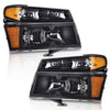 G-PLUS Headlights Compatible with Chevy Colorado/GMC Canyon 2004-2012,Fit Isuzu i-280 i-350 2006,Fit Isuzu i-290 i-370 2007-2008 Clear Lens Black Housing Amber Reflector Bumper Headlamps Assembly