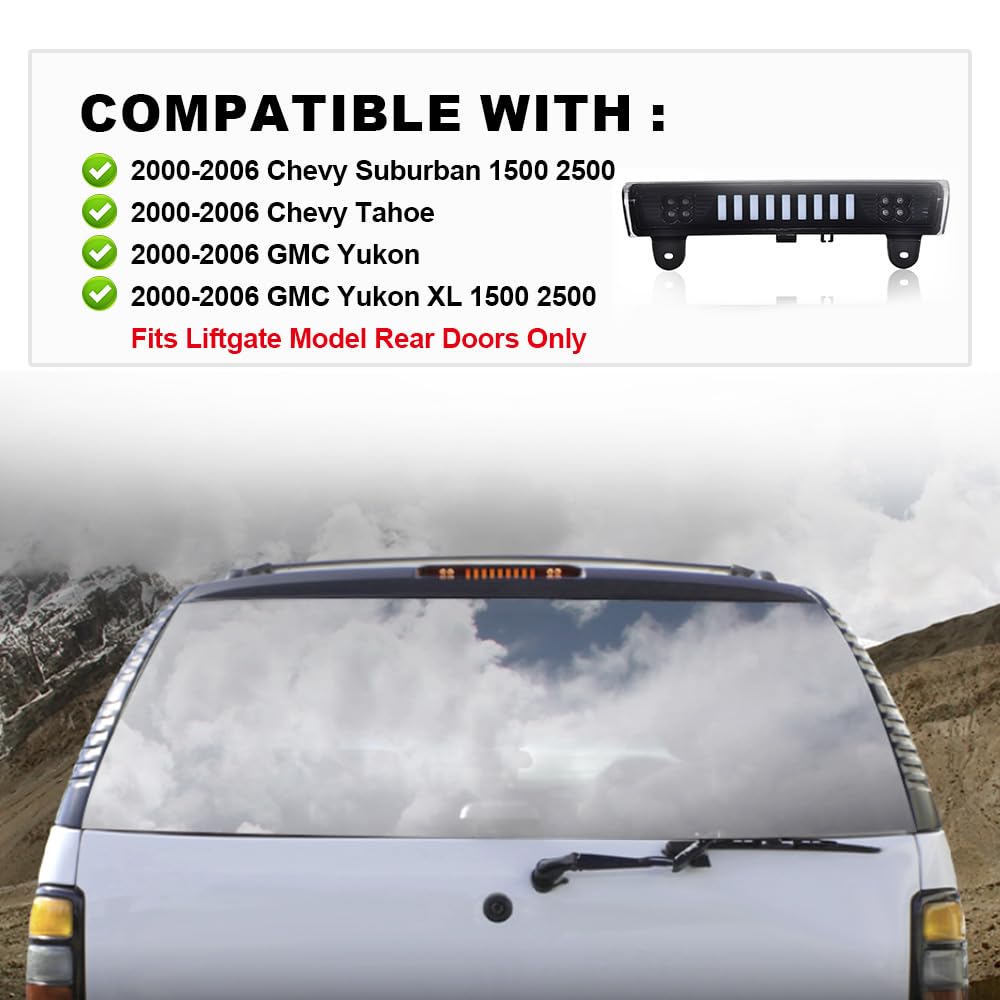 G-PLUS LED Bar Rear Third 3rd Tail Brake Light Stop Lamp Compatible with 2000-2006 Chevy Suburban 1500 2500 2000-2006 Chevy Tahoe/GMC Yukon/GMC Yukon XL 1500 2500 15170955