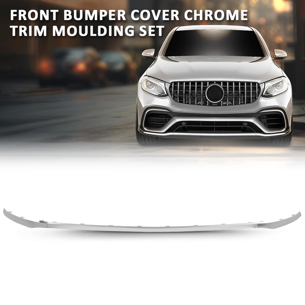G-PLUS Front Bumper Chrome Tirm Moulding Set 3Pcs Compatible with Benz GLC W253 GLC300 GLC250 GLC43 AMG 2016-2019 2538852700