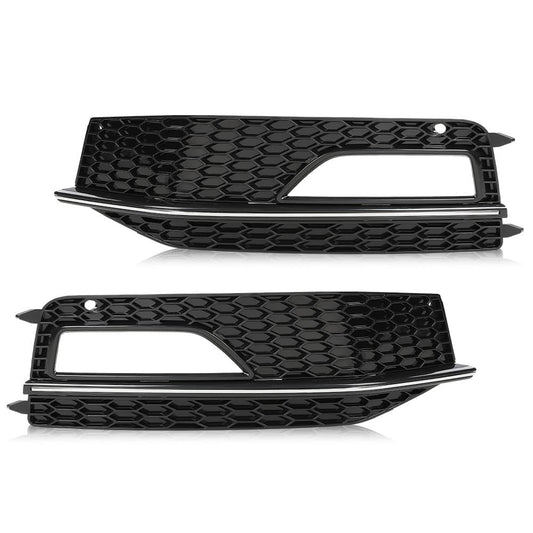 G-PLUS Fog Light Lamp Chrome Cover Bezel Pair Compatible with Audi A4 S-line S4 2013-2015/ Only fit for S-line Bumpers/Not fit Standard Bumpers 8K0807681L, 8K0807681N, 8K0807682L, 8K0807682N Black