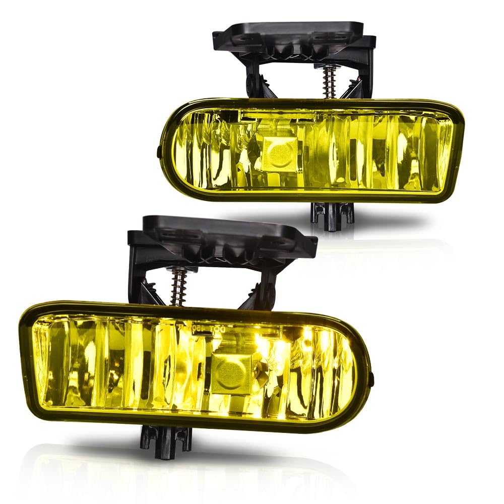 G-PLUS Front Bumper Fog Light Compatible With GMC Yukon/Yukon XL 2000 2001 2002 2003 2004 2005 2006,Driving Fog Lamps Replacement Driver & Passenger Side Pair Yellow Lens