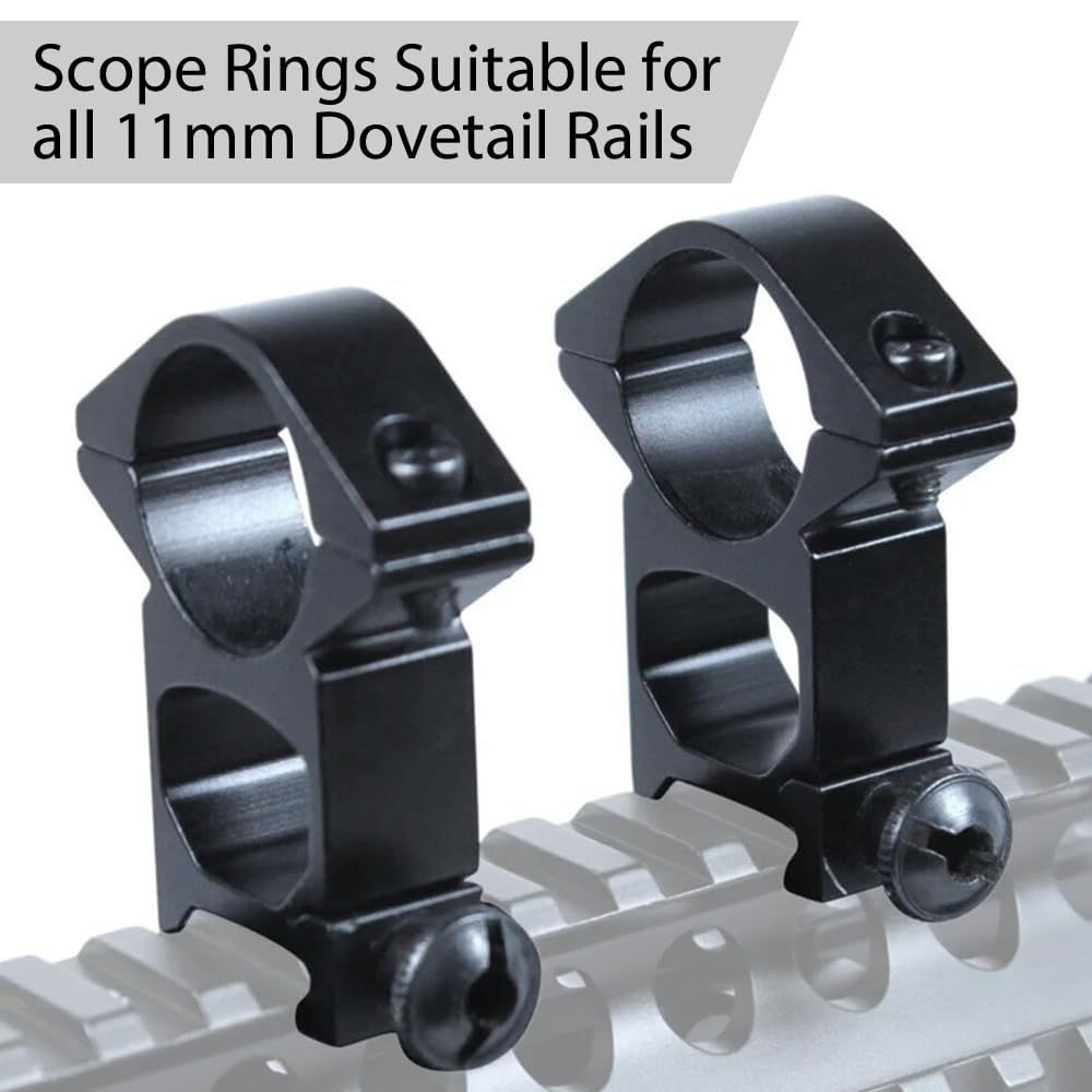 G-PLUS Scope Rings Mount Fit 1" Diameter 10mm 3/8" High Profile See-Thru Dovetail 2PCS Black