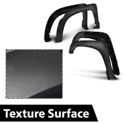 G-PLUS 4PCS Riveted-Pocket Fender Flares Compatible with Toyota Tundra 2014 2015 2016 2017 2018 2019 2020, 66.7" / 78.7" / 97.6" Bed Textured Wheel Cover Protector Vent Trim
