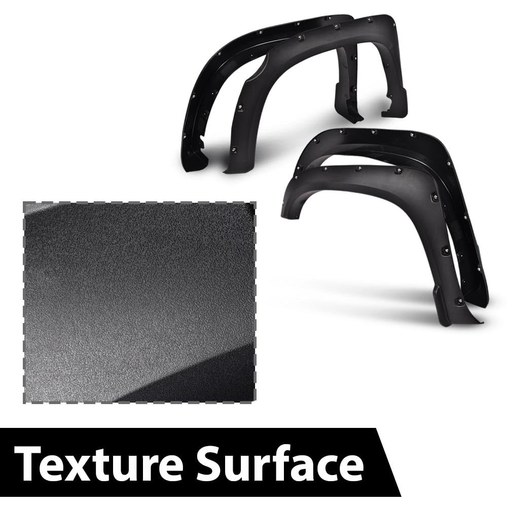 G-PLUS 4PCS Fender Flares Compatible with Toyota Tundra 2014-2020 66.7" / 78.7" / 97.6" Bed Length Wheel Cover Protector Vent Trim, Textured Riveted Pocket