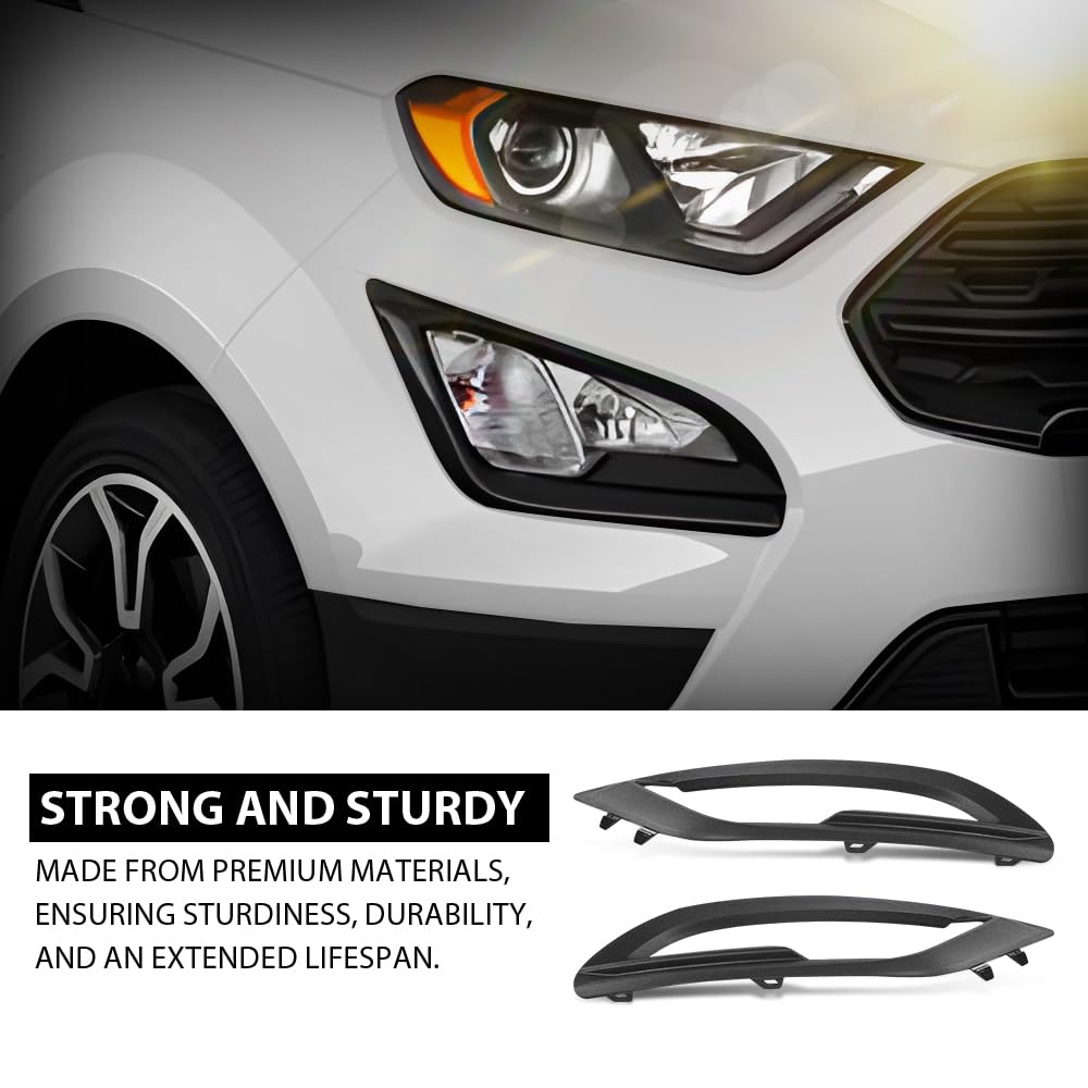 G-PLUS Pair Front Bumper Fog Light Lamp Cover Bezel, Compatible with Ford EcoSport 2018-2021, LH Driver & RH Passenger 2PCS, FO1038179, FO1039179