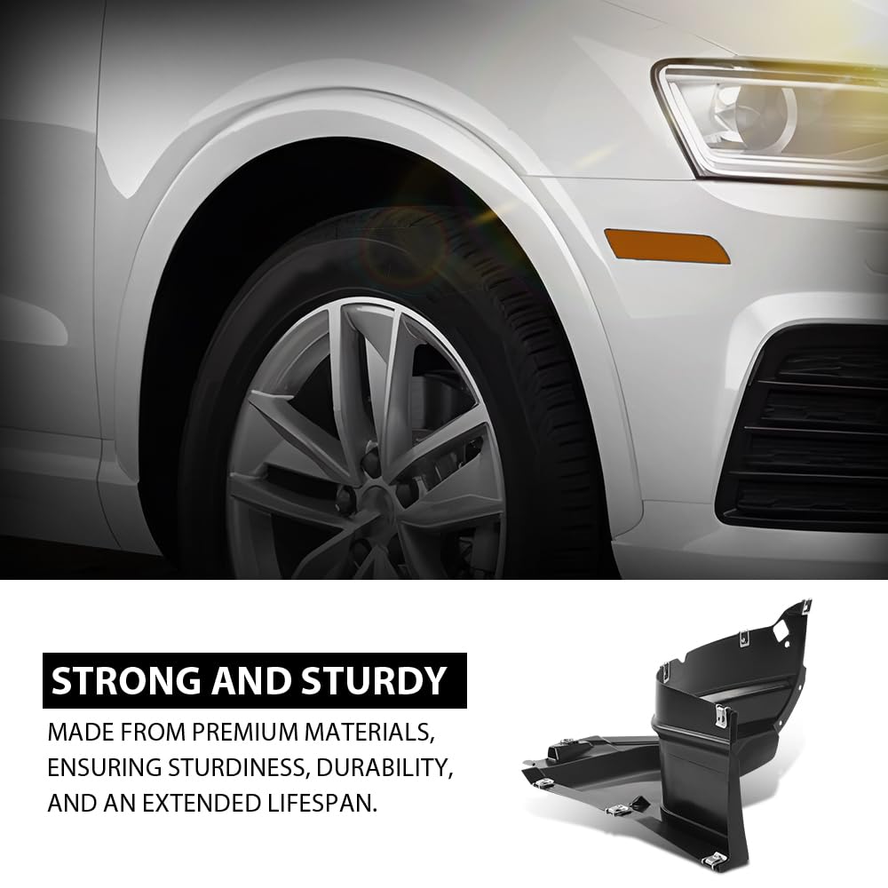 G-PLUS Fender Liner Front Passenger Right Side Compatible with Audi Q3 & Q3 Quattro 2015-2018 8U0853888D, AU1249139 Black