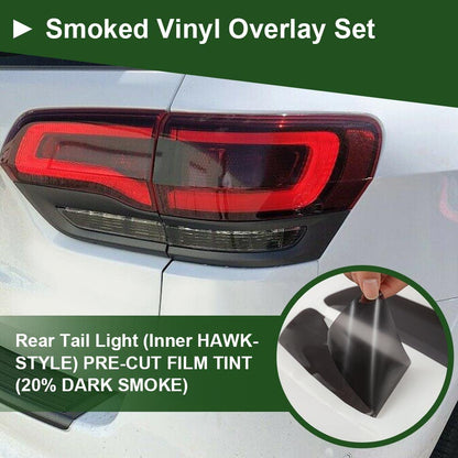 G-PLUS Tail Lights Smoke Rear Precut Tint Vinyl Decal Compatible with 2014-21 Grand Cherokee,A Pair