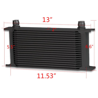 G-PLUS 19 Row AN10-10AN Universal Racing Aluminum Engine Transmission Oil Cooler Black