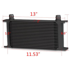 G-PLUS Engine Oil Cooler 19 Row AN10-10AN Universal Black English Style C Front View