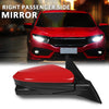 G-PLUS Power Heated View Camera Side Mirror w/ 11-Pin Right Passenger Side Compatible with Honda Civic Sedan 2016-2020 Manual Folding Red 76208-TBC-A02ZA HO1327107