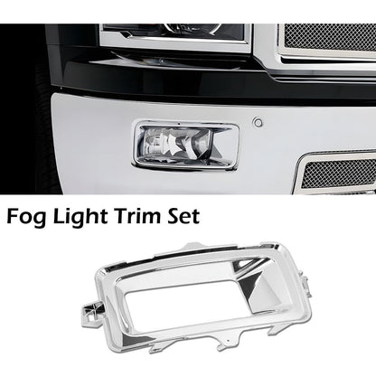 G-PLUS Fog Light Trim Set Compatible with Chevy Silverado 1500 High Country, LT, LTZ, WT 2014-2015/ Silverado 1500 LS, SSV 2015 Left&Right Chrome Silver 22944879, 22944880