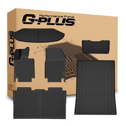 G-PLUS TPE Floor Mats Fit Tesla Cybertruck 2023-2025 1st & 2nd &3rd & 4th Row & Cargo Mat Truck Accessories Cargo Liners All Weather Protection 6PCS Black Alfombras para Carro