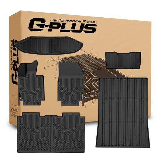 G-PLUS TPE Floor Mats Fit Tesla Cybertruck 2023-2025 1st & 2nd &3rd & 4th Row & Cargo Mat Truck Accessories Cargo Liners All Weather Protection 6PCS Black Alfombras para Carro