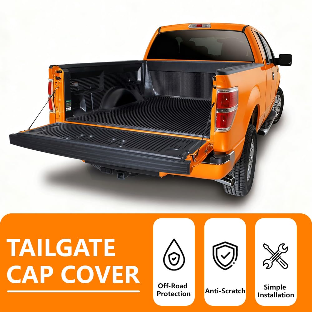 G-PLUS Black Tailgate Molding Cap Compatible with Ford F150 2009-2014 (NOT Fit Flareside Model) Protector Top Cover (Replace for# 9L3Z9940602AA FO1904107)