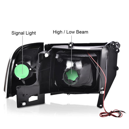 G-PLUS DRL LED Headlights Assembly Fit Dodge Ram 1500 1994-2001,Fit Dodge Ram 2500 3500 1994-2002(Not for Ram Sport) Headlamps w/o Bulbs Clear Lens Black Housing Clear Reflector