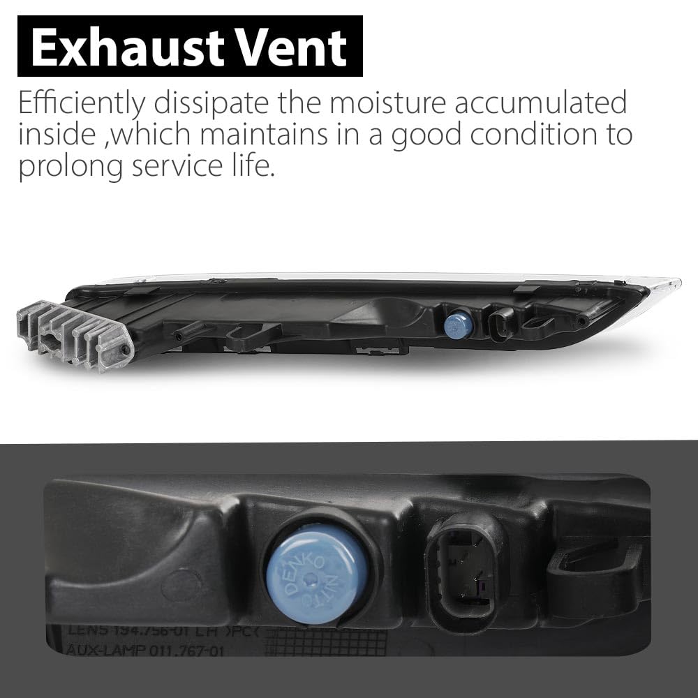 G-PLUS Left LED Fog Lamps DRL Daytime Running Lights, Compatible with Porsche Cayenne 958 2015-2017, Driver Side, 95863118130