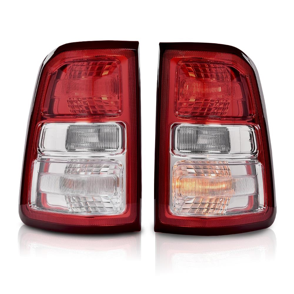G-PLUS Tail Lights Brake Lamp w/Bulbs Driver & Passenger Compatible with Dodge Ram 1500 2019-2023/Not Fit Ram 1500 Classic and LED Type 55112988AE 55112989AE Luces Traseras Rear Brake Lamps Assembly