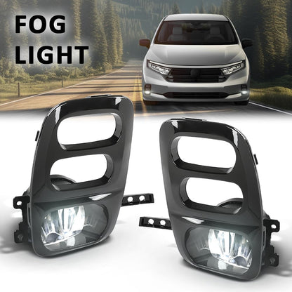 G-PLUS LED Front Bumper Driving Fog Lights w/Bezels+Harness Compatible with Honda Odyssey 2021 2022 2023 33950TEYY01, 33900TEYY01, HO2592144, HO2593144, 19-6225-00, 19-6226-00 Black