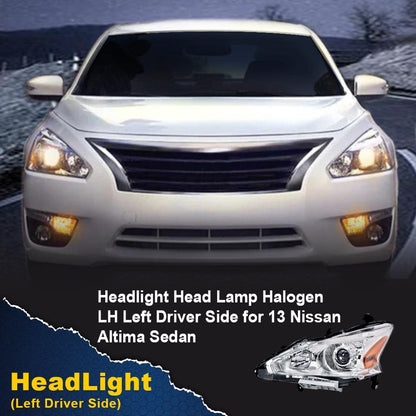 G-PLUS Headlights Compatible With 2013 2014 2015 Nissan Altima 4-Door Sedan Factory Style Automotive Halogen Model Headlamps,Black Driver Side(Left),faros delanteros
