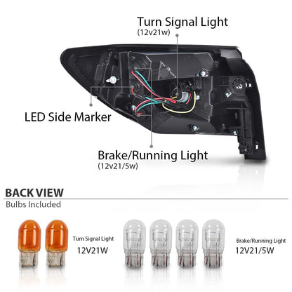 G-PLUS Tail Lights Assembly w/Bulbs Compatible with Chevy Traverse 2013 2014 2015 2016 2017 Left & Right Outer Rear Brake Lamps Luces Traseras, 84266020, Red Lens